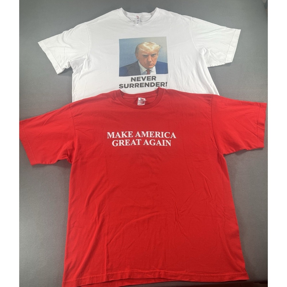 Bayside 2XL TRUMP Apparel T-shirt Lot Never Surrender Make America Great Again